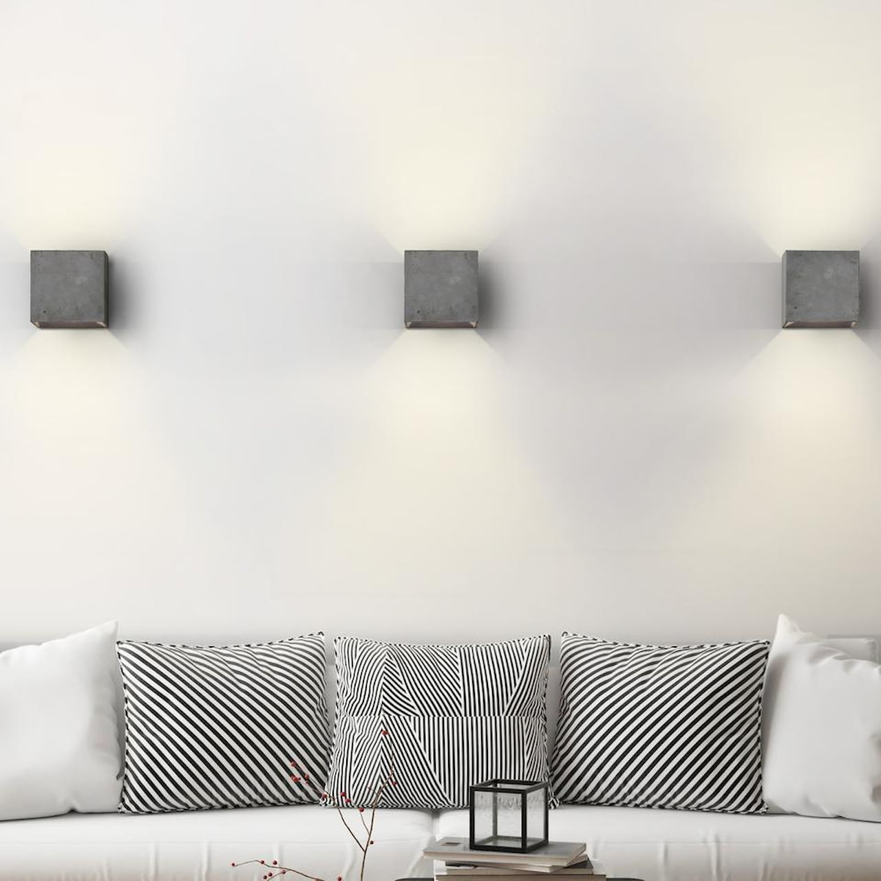 Clement Square Twin Shine Cement Wall Lamp