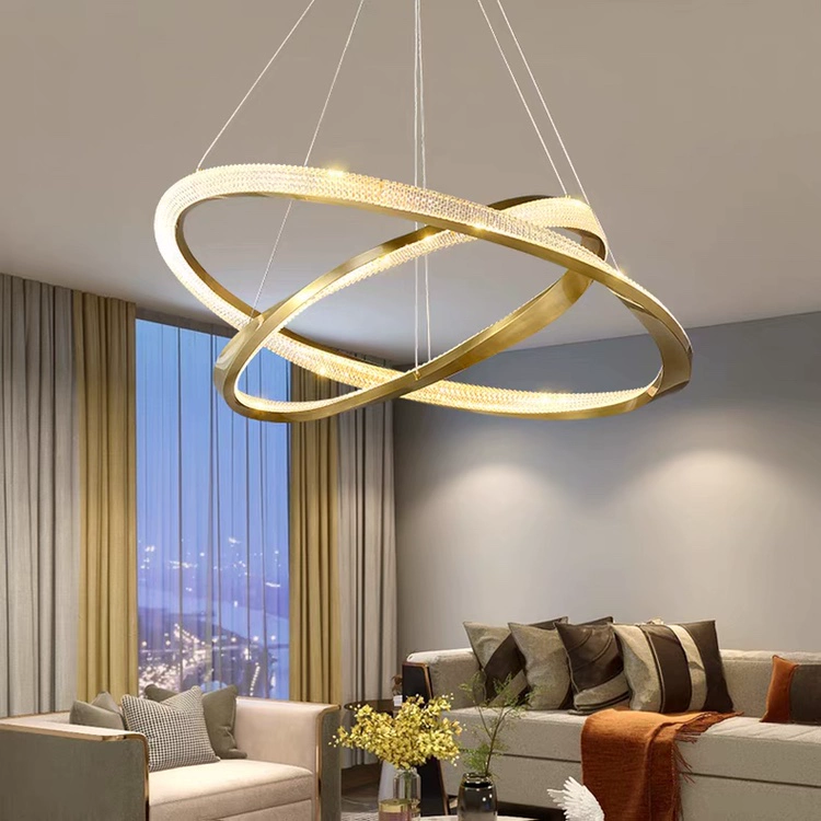 Guomunnar Modern Crystal Twister Round Ring Pendant Light