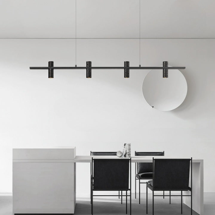 Cabrisstonn Modern Sleek Black Travertine Stone Pendant Light