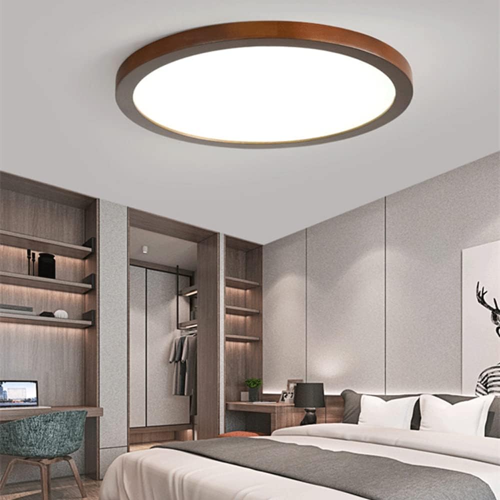 Amanrek Wooden Round Flush Mount Ceiling Light