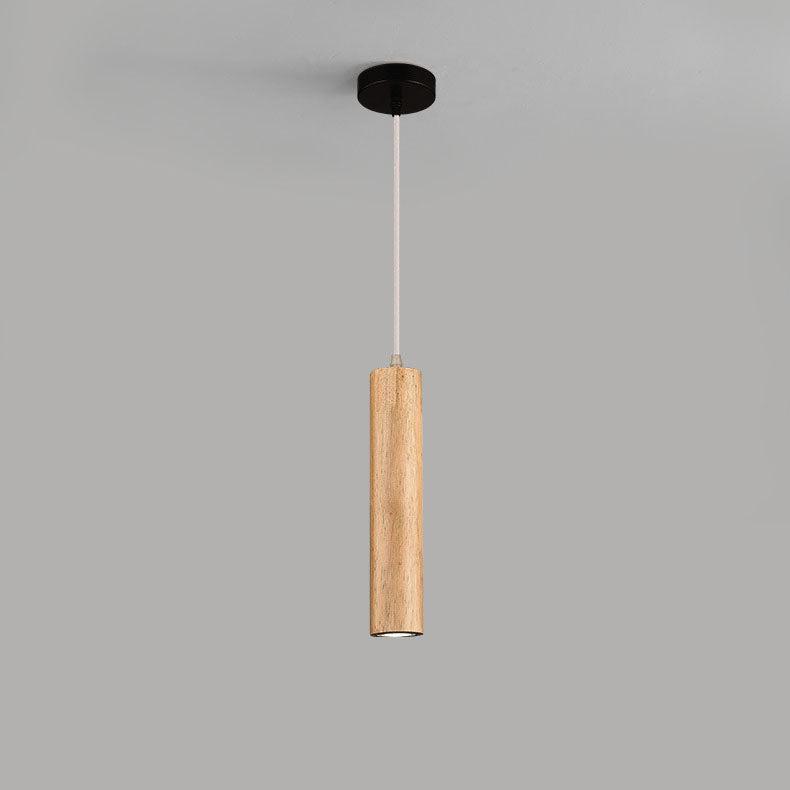 Frejre Minimalist Wood Long Tube Hanging Lamp