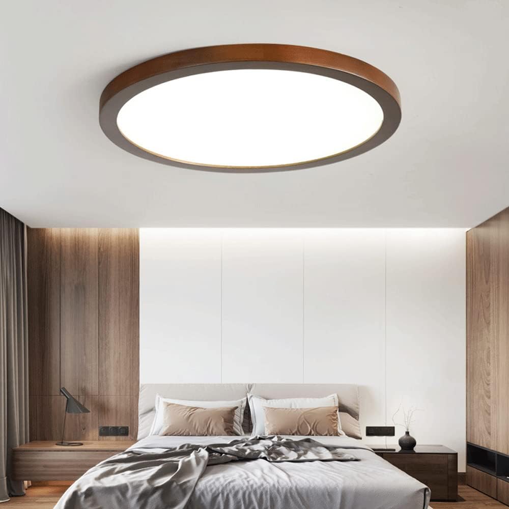 Amanrek Wooden Round Flush Mount Ceiling Light