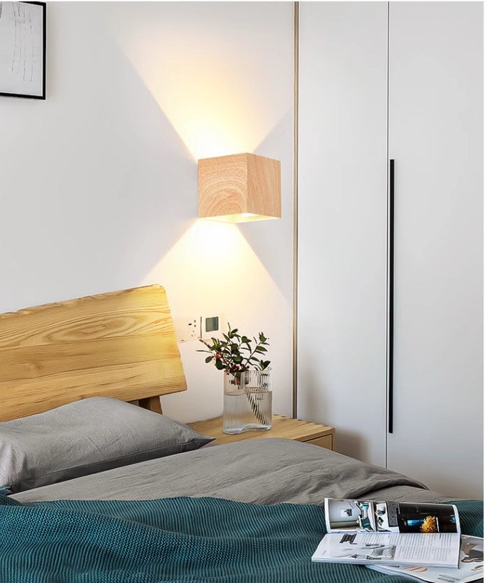 Cabanori Scandinavian Wooden Vibes Cube Wall Lamp