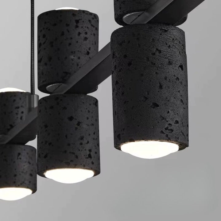 Cabrisstonn Modern Sleek Black Travertine Stone Pendant Light