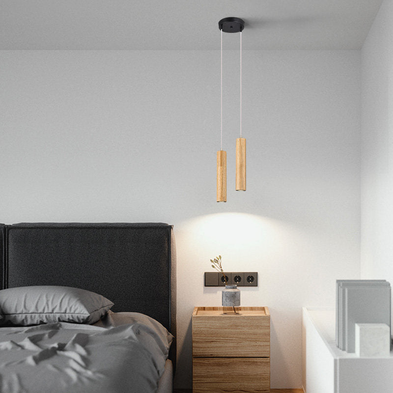 Frejre Minimalist Wood Long Tube Hanging Lamp