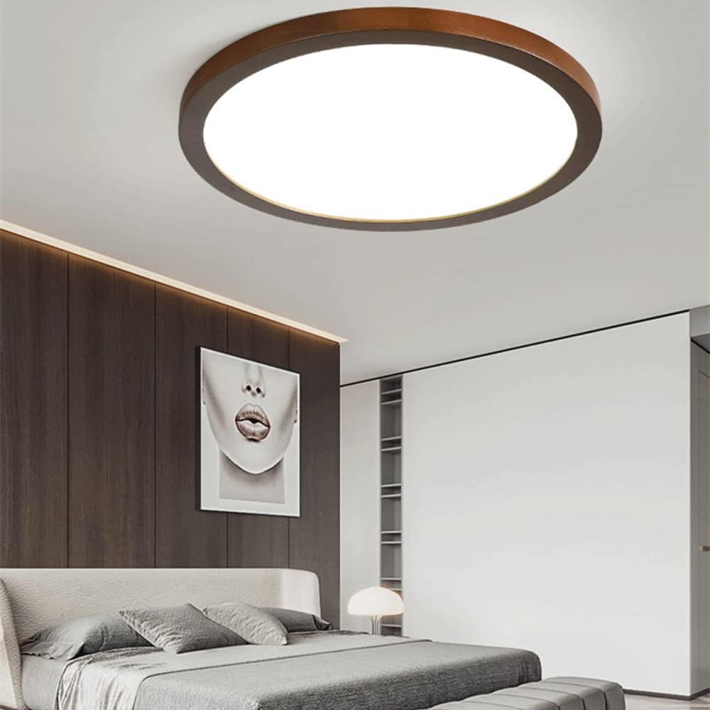 Amanrek Wooden Round Flush Mount Ceiling Light