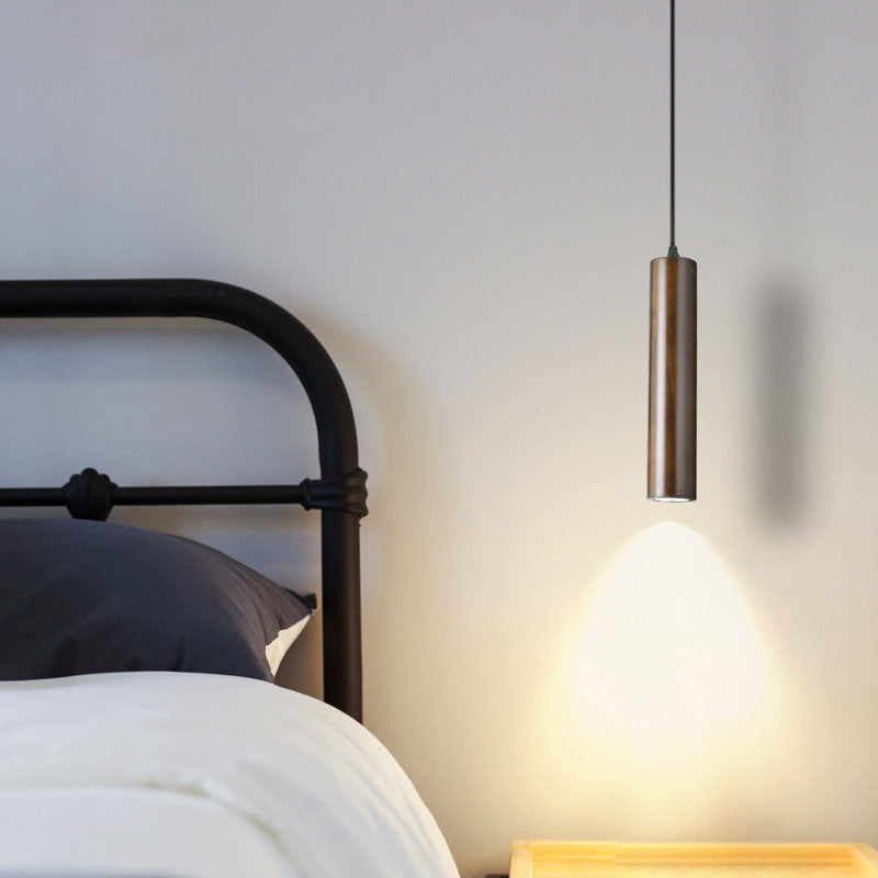 Frejre Minimalist Wood Long Tube Hanging Lamp