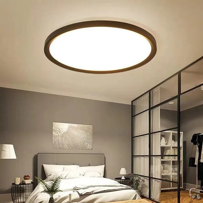 Amanrek Wooden Round Flush Mount Ceiling Light