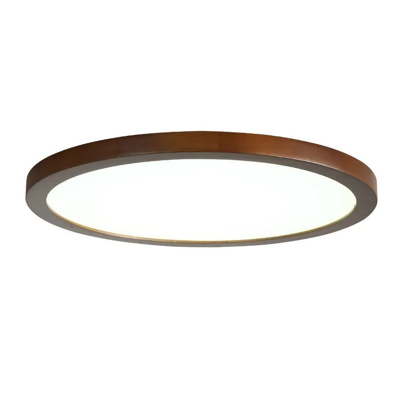 Amanrek Wooden Round Flush Mount Ceiling Light