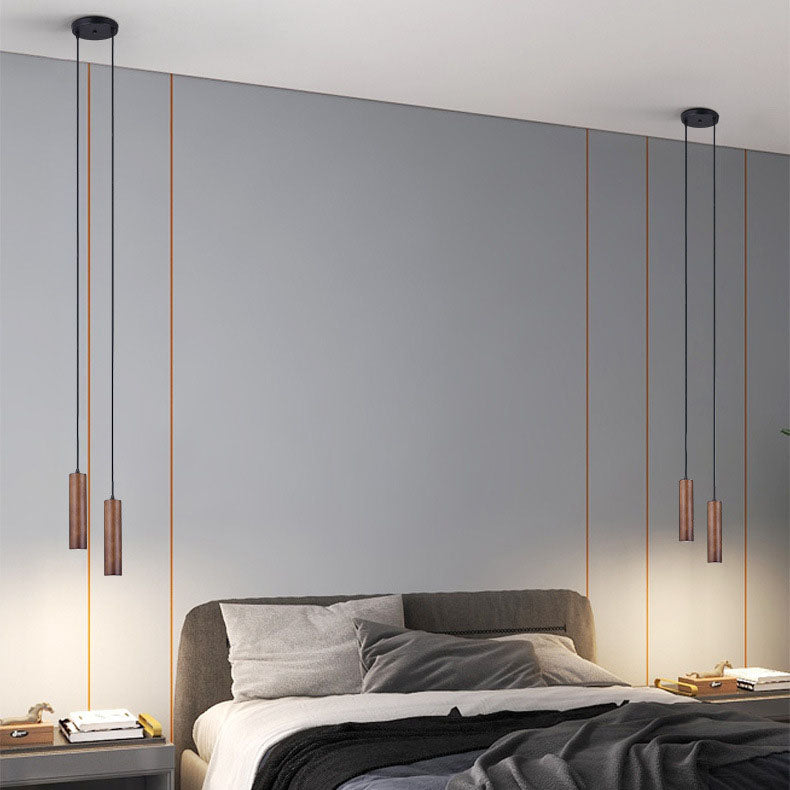 Frejre Minimalist Wood Long Tube Hanging Lamp