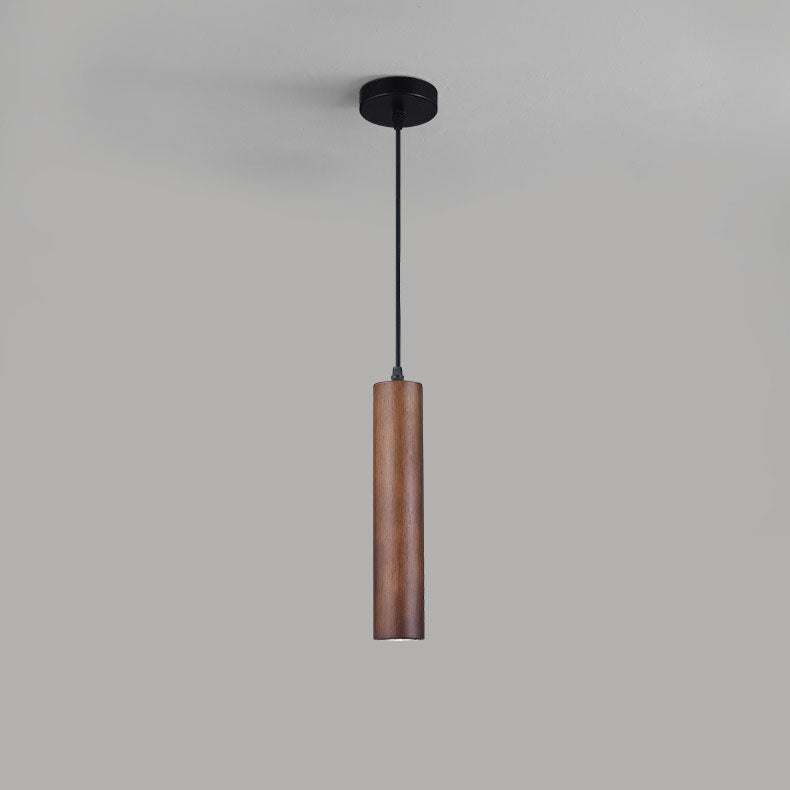 Frejre Minimalist Wood Long Tube Hanging Lamp