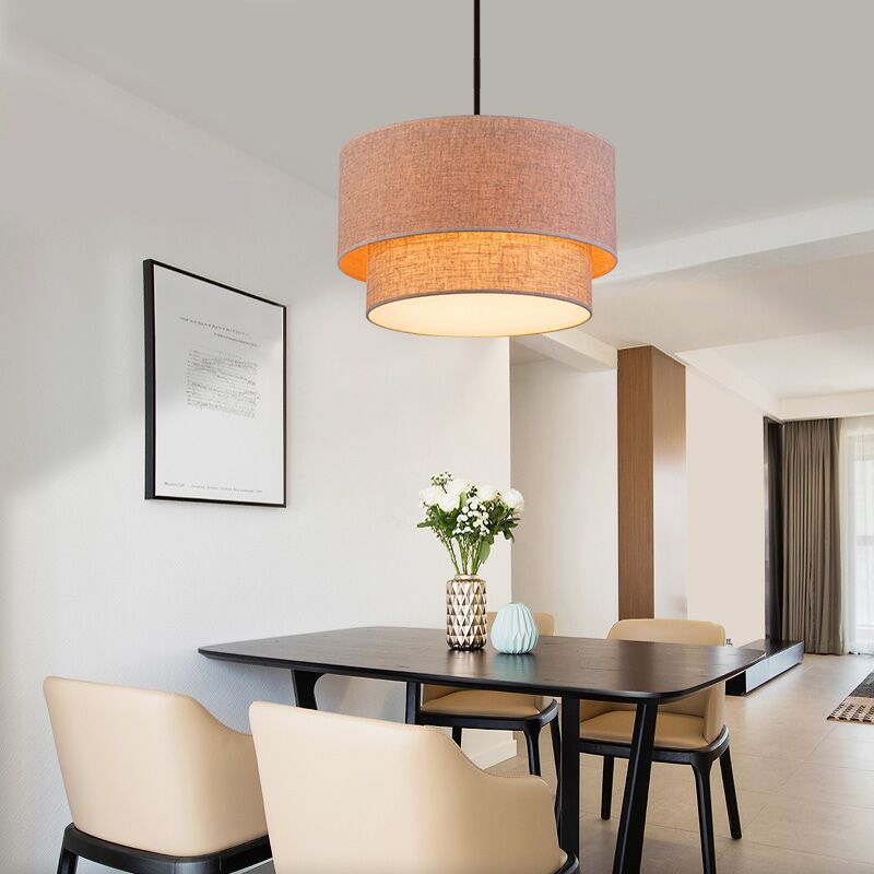 Varejona Double Layer Cloth Drum Pendant Lamp