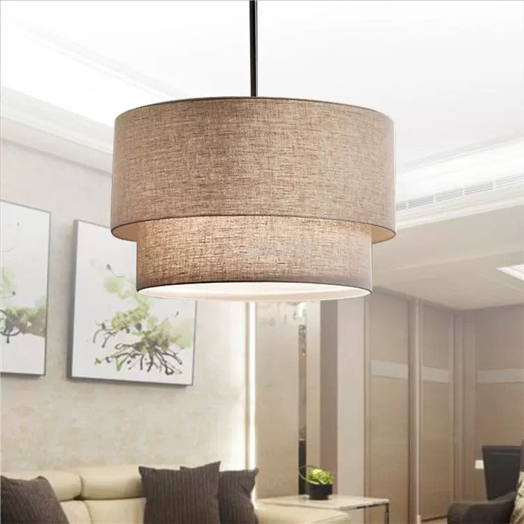 Varejona Double Layer Cloth Drum Pendant Lamp