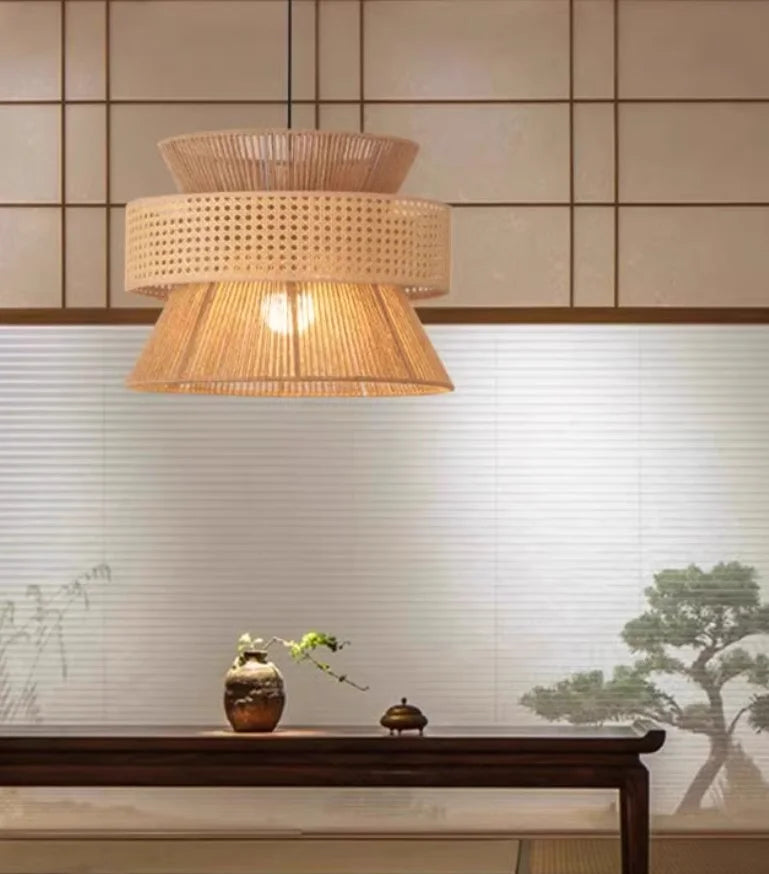 LED Rattan Japanese Style Pendant Light