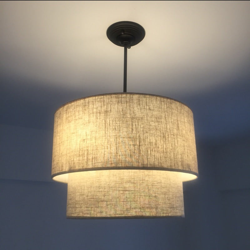 Varejona Double Layer Cloth Drum Pendant Lamp