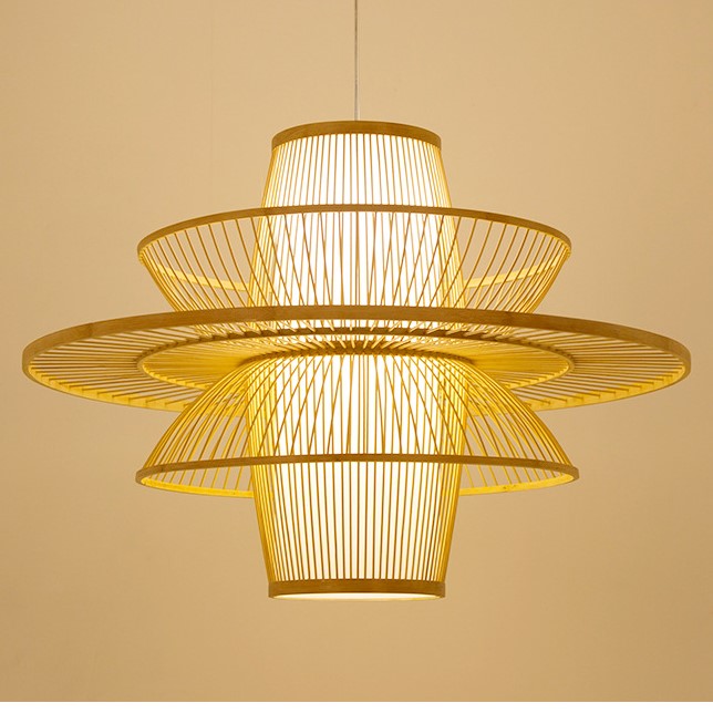 Rattana Bamboo UFO-Shaped Pendant Lamp