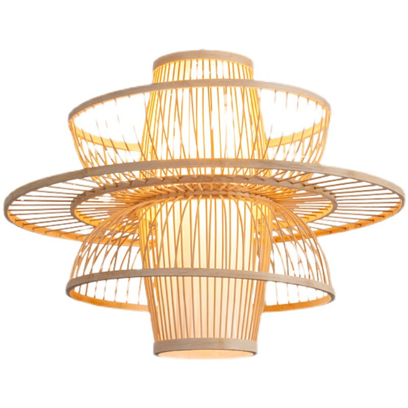 Rattana Bamboo UFO-Shaped Pendant Lamp