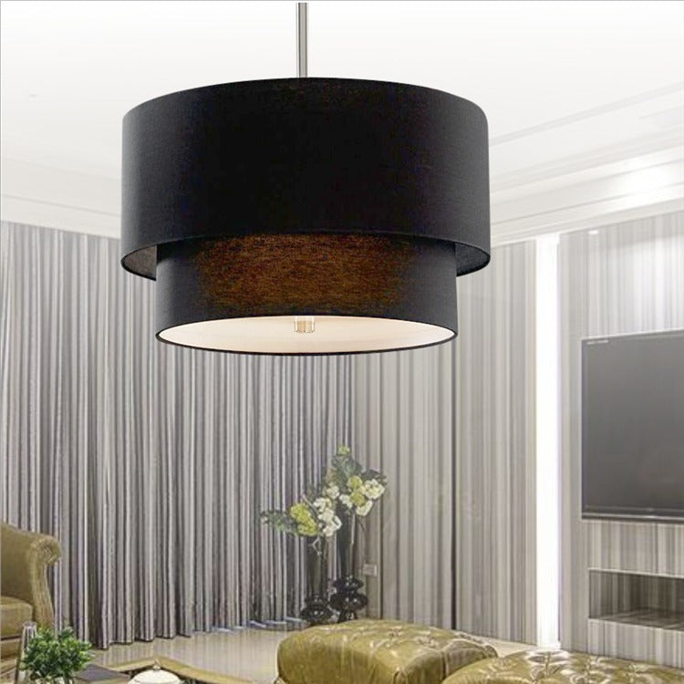 Varejona Double Layer Cloth Drum Pendant Lamp