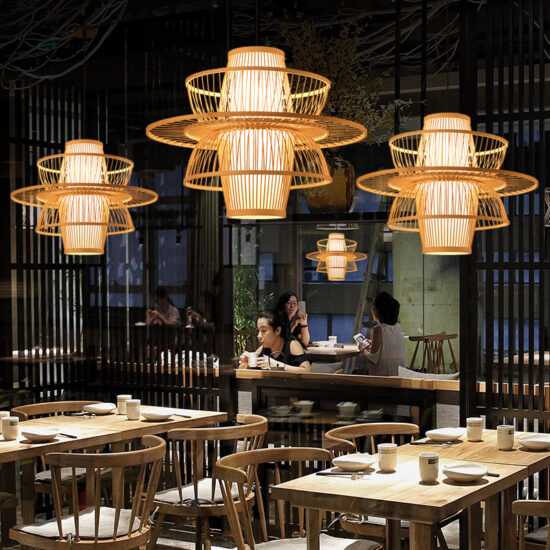 Rattana Bamboo UFO-Shaped Pendant Lamp