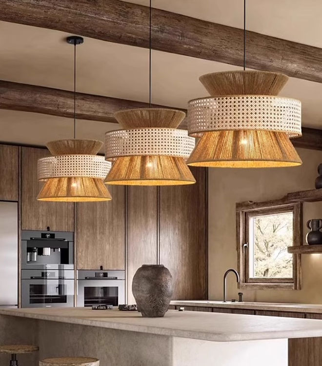 LED Rattan Japanese Style Pendant Light