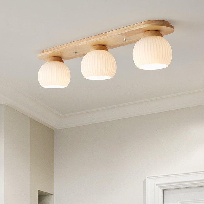 LED Simple Wood Glass Ceiling Light