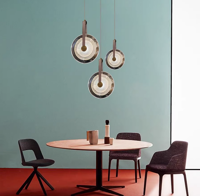 LED Clock Design Leather Pendant Light