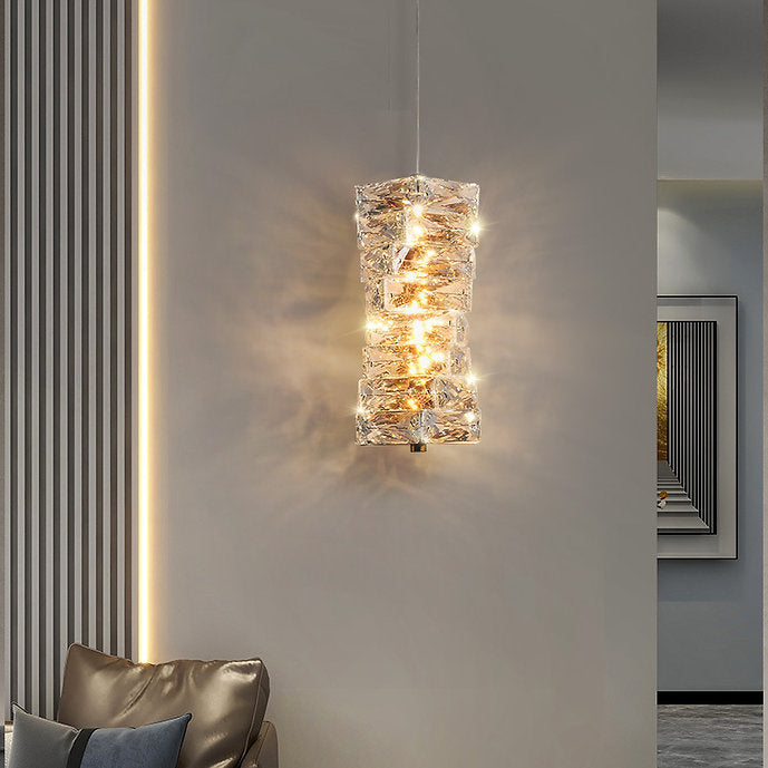 LED Spiral Stainless Steel Crystal Pendant Light