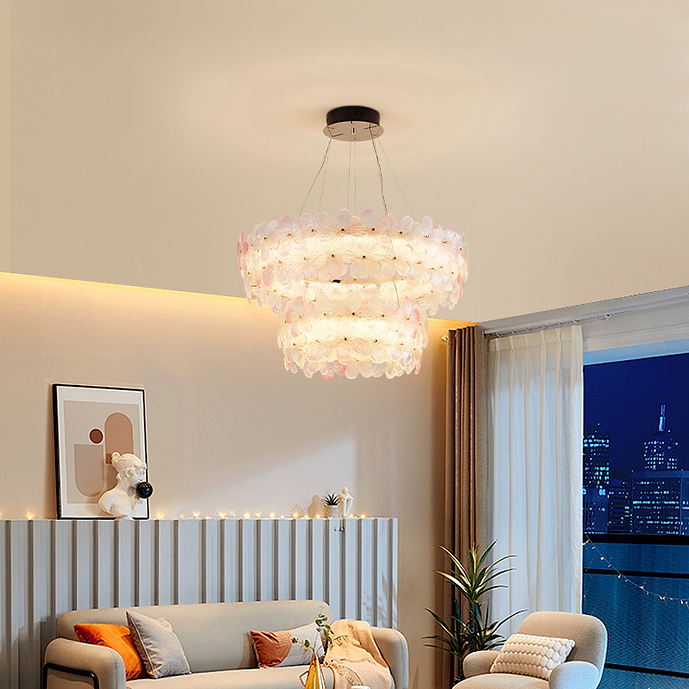 LED Glass Flower French Pendant Light