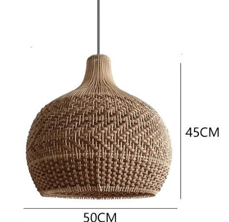 LED Rattan Stripe Metal Pendant Light