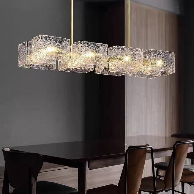 LED Copper Water Wave Glass Pendant Light Chandelier