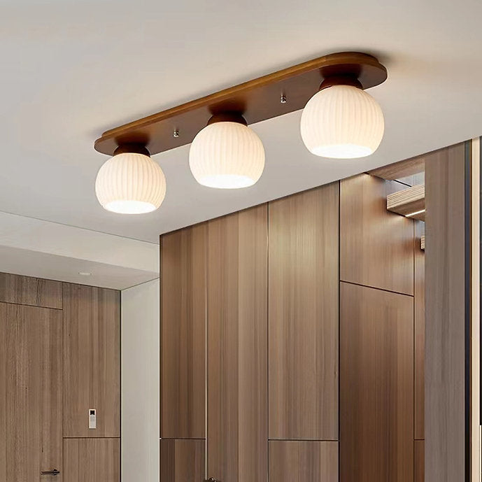 LED Simple Wood Glass Ceiling Light