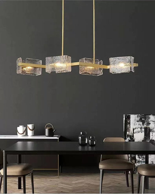 LED Copper Water Wave Glass Pendant Light Chandelier