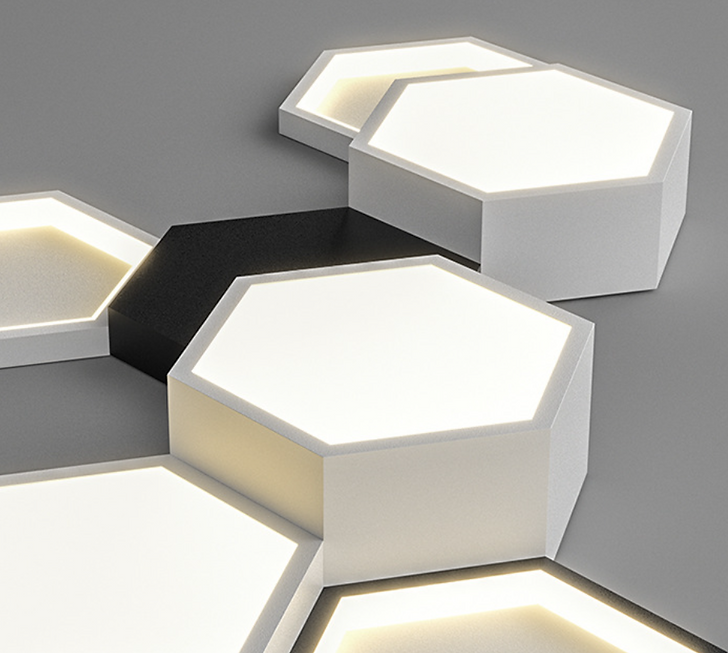 LED Geometry Combo Black White Pendant Light