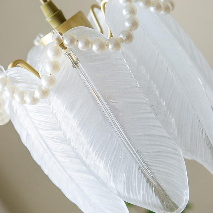 LED Feather Pearl Pendant Light