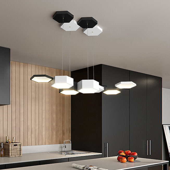 LED Geometry Combo Black White Pendant Light