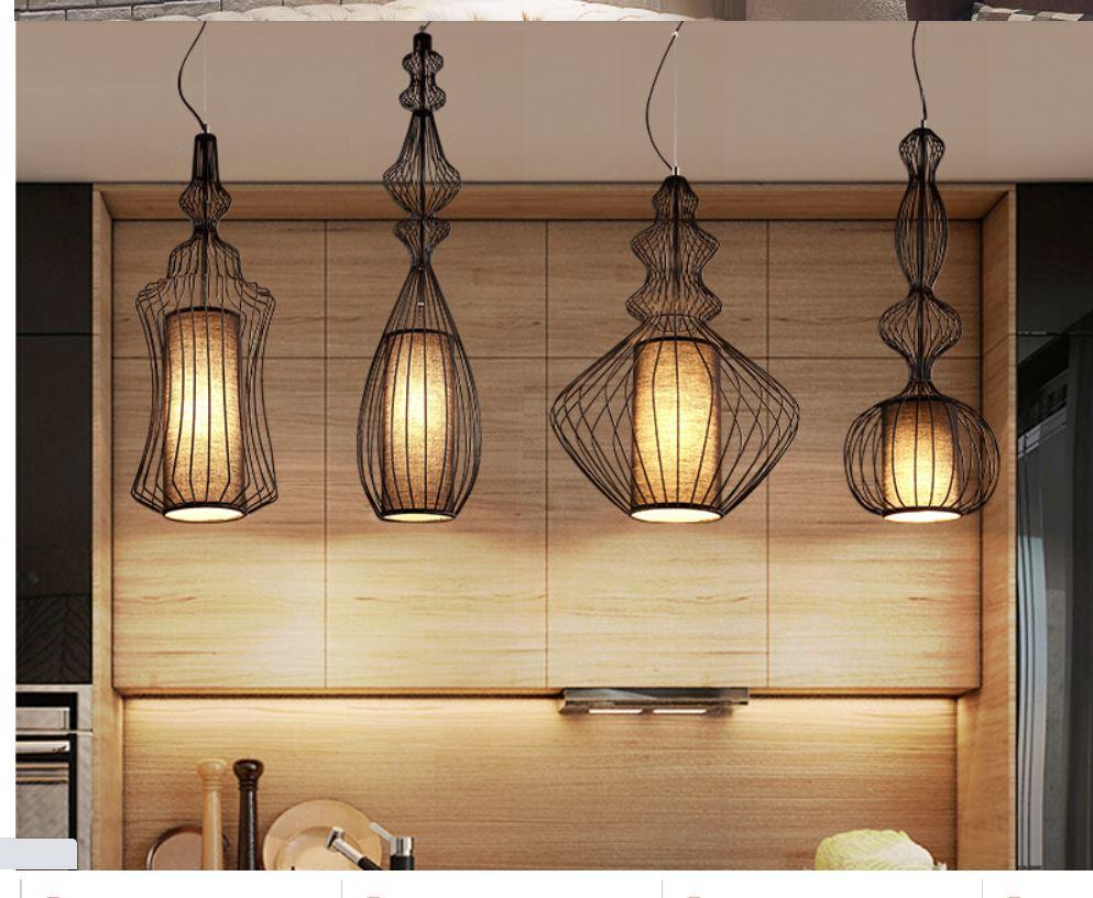 LED Metal Cloth Chinese Design Pendant Light Cage Shape