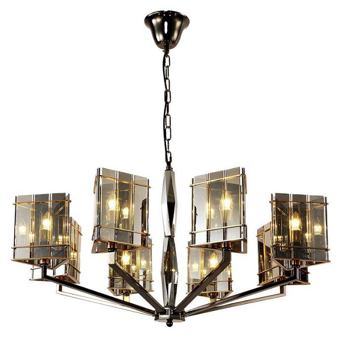 LED European Luxury Design Chandelier with Black Glass