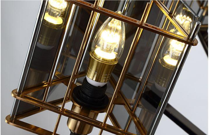 LED European Luxury Design Chandelier with Black Glass