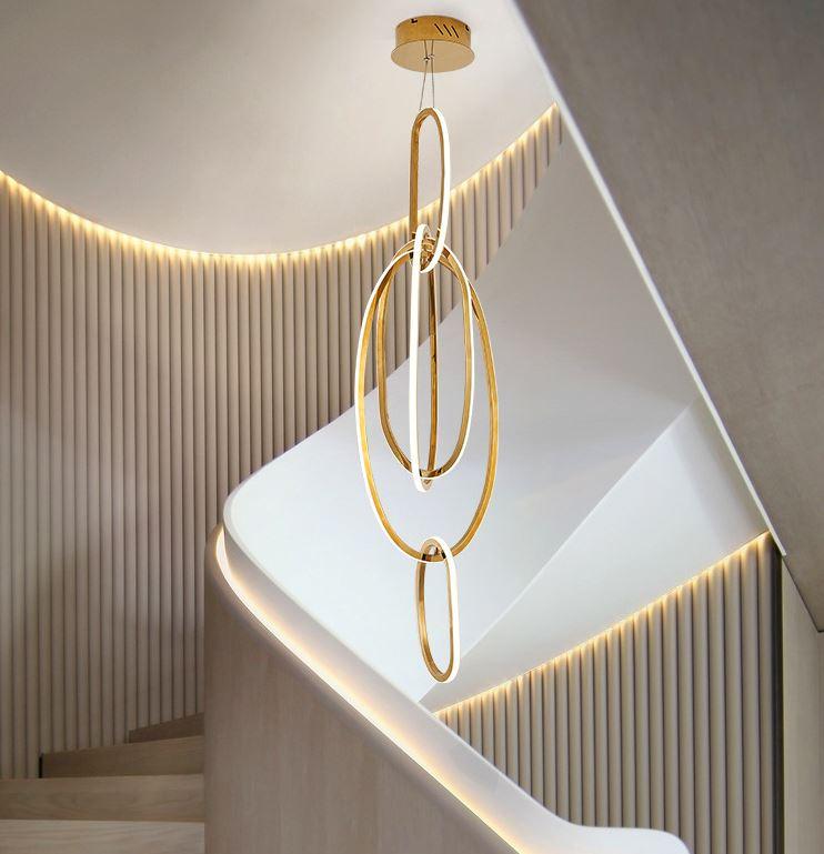 LED Stainless Steel Chandelier For Staircase