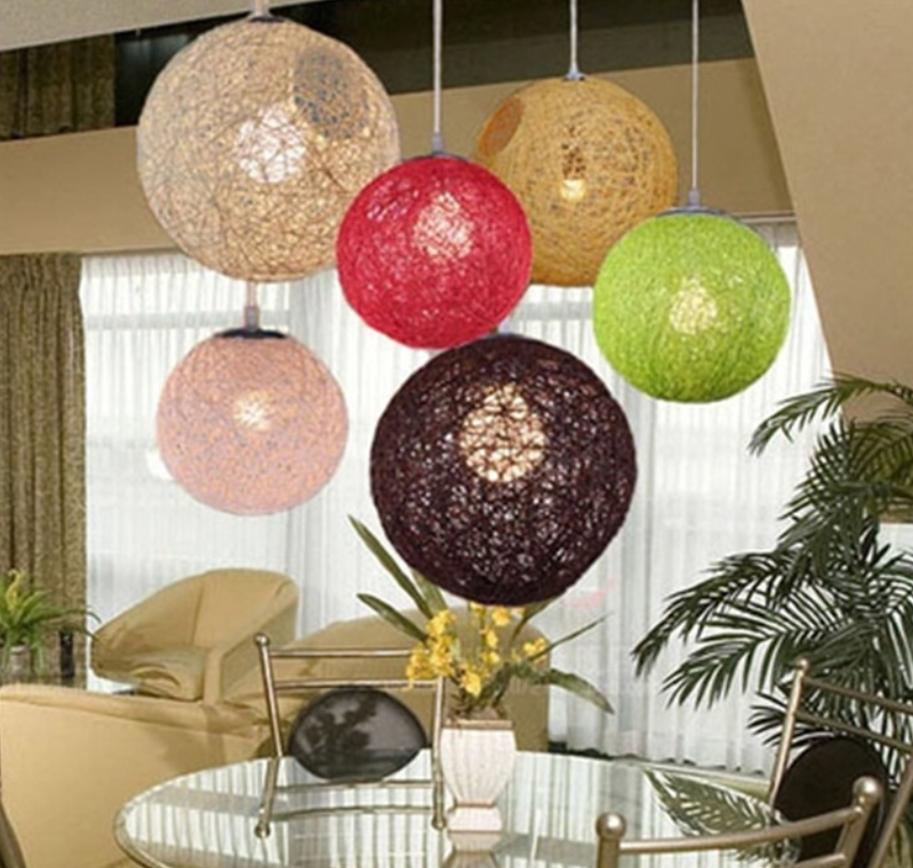 LED Bamboo Rattan Ball Pendant Light