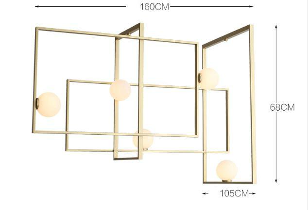 LED Geometric Chandelier in Gold with Metal and Glass