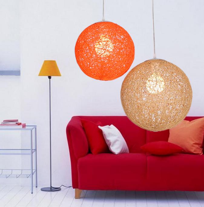 LED Bamboo Rattan Ball Pendant Light