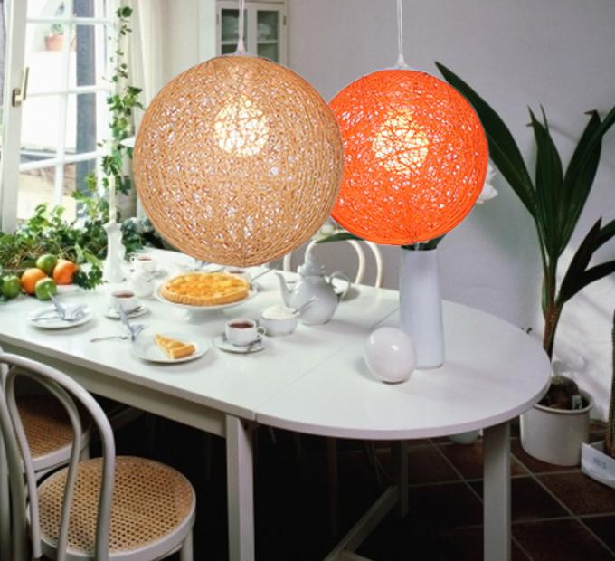 LED Bamboo Rattan Ball Pendant Light