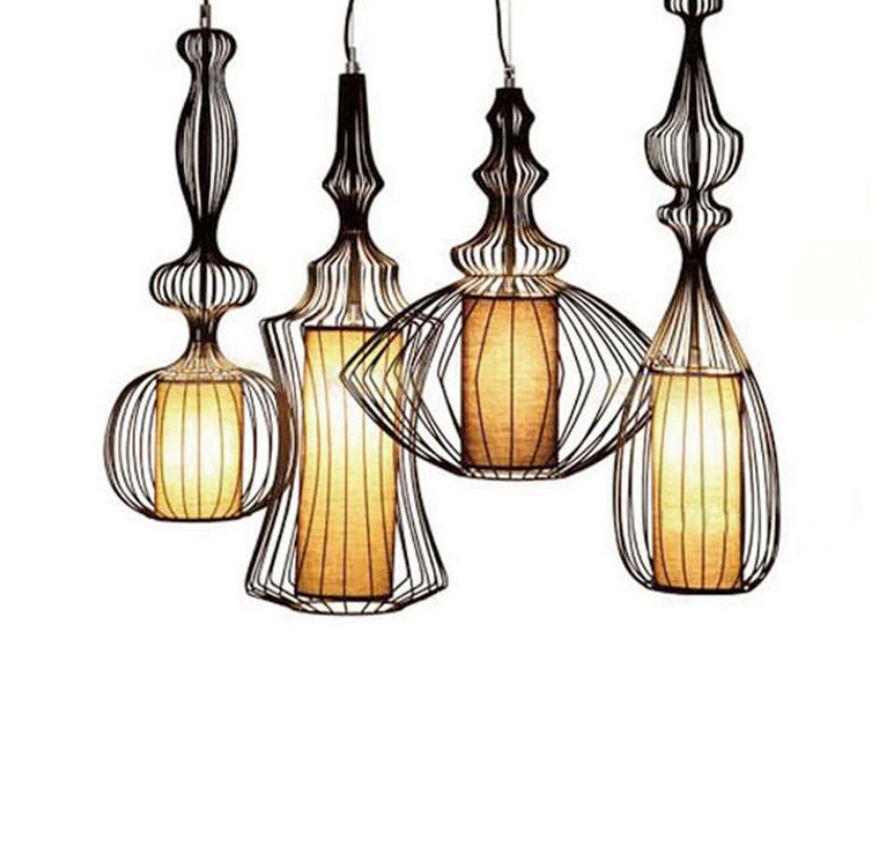 LED Metal Cloth Chinese Design Pendant Light Cage Shape