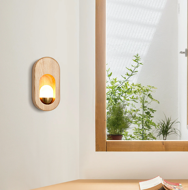 LED Japanese Style Wood Simple Modern Wall Light