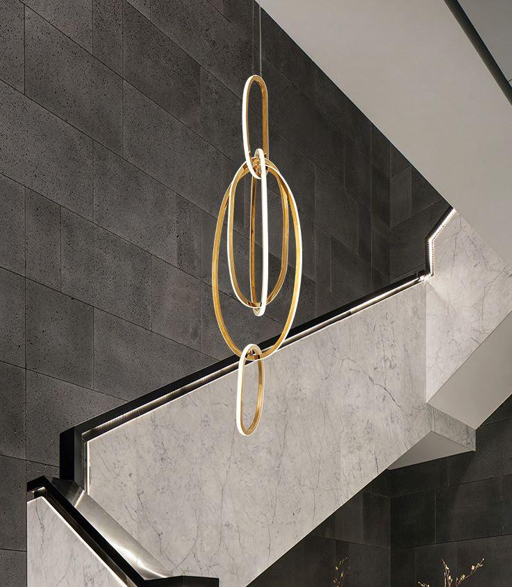 LED Stainless Steel Chandelier For Staircase