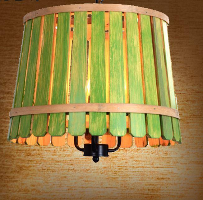 Barrel Style Wood LED Pendant Light