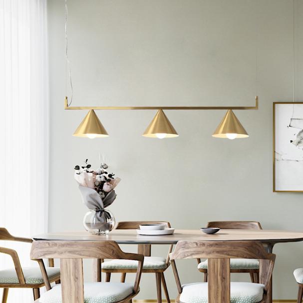 LED Triple Brass Pendant Lights Set