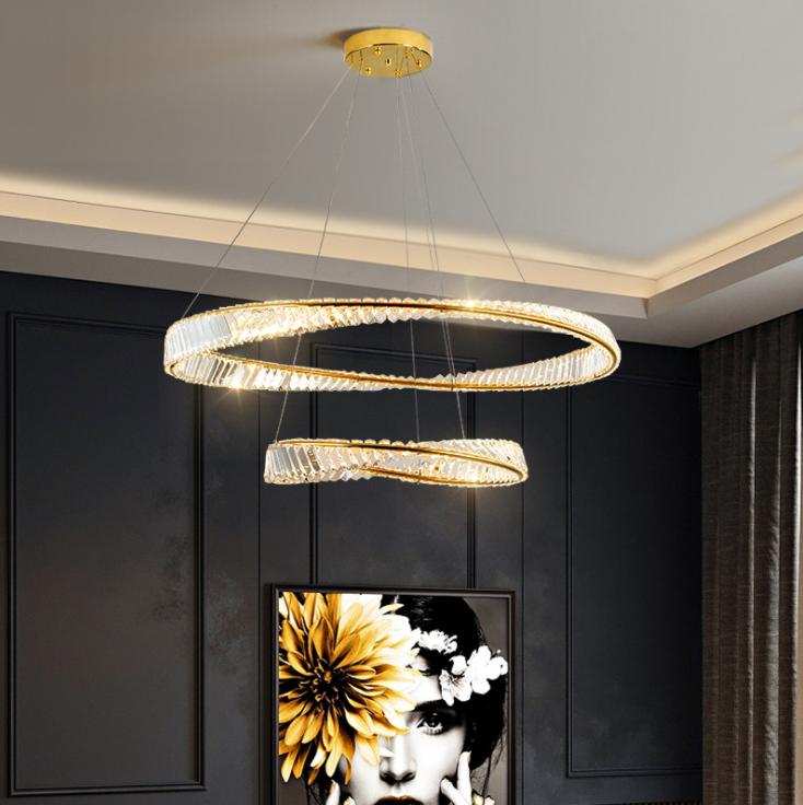 LED Luxury Style Crystal Halo Pendant Light