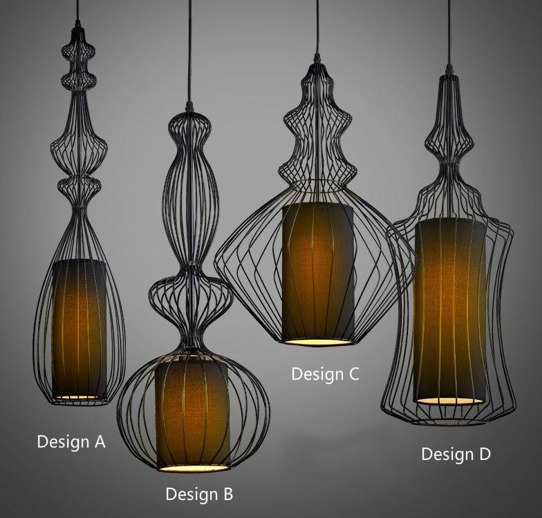 LED Metal Cloth Chinese Design Pendant Light Cage Shape